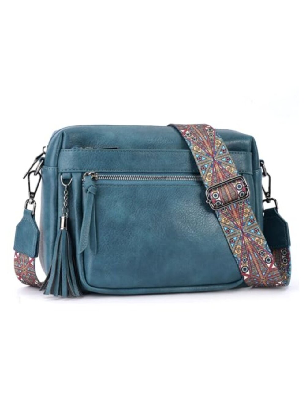 PU Leather Crossbody Bag Quilted Butterfly Design Adjustable Strap